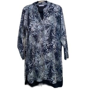 Magna Lightweight V-neck Long Sleeve Sheath Dress Grey Black White Design SZ 10